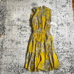 Midi Yellow High Neck Dress (size 2)